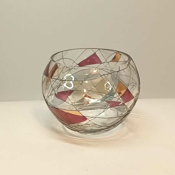 ☀️ Partylite Calypso stained glass votive candle holder or bowl. No flaws - Picture 2 of 5